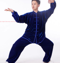 Fall Winter Unisex Tai chi Uniforms Korean velvet Kung fu Martial arts Suit Warm