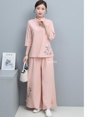 New Women Tai Chi Top+pant Martial Arts Kung Fu Yoga Uniform Cotton Linen Sports