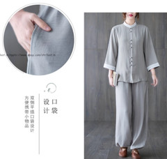 Women’s Cotton Linen Shirts +Pants Tai Chi Sets Blouse Arts Kung Fu Su Uniforms