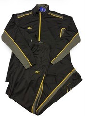 Mizuno Quick Dry Tracksuit Set Black Gold Men XL Jacket Pants New Tags Japan