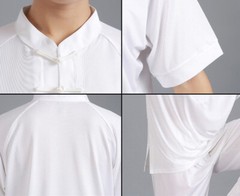 Silk Chinese Kung Fu Tai Chi Uniform T-Shirt Pants Outfit Martial Art Wushu Suit