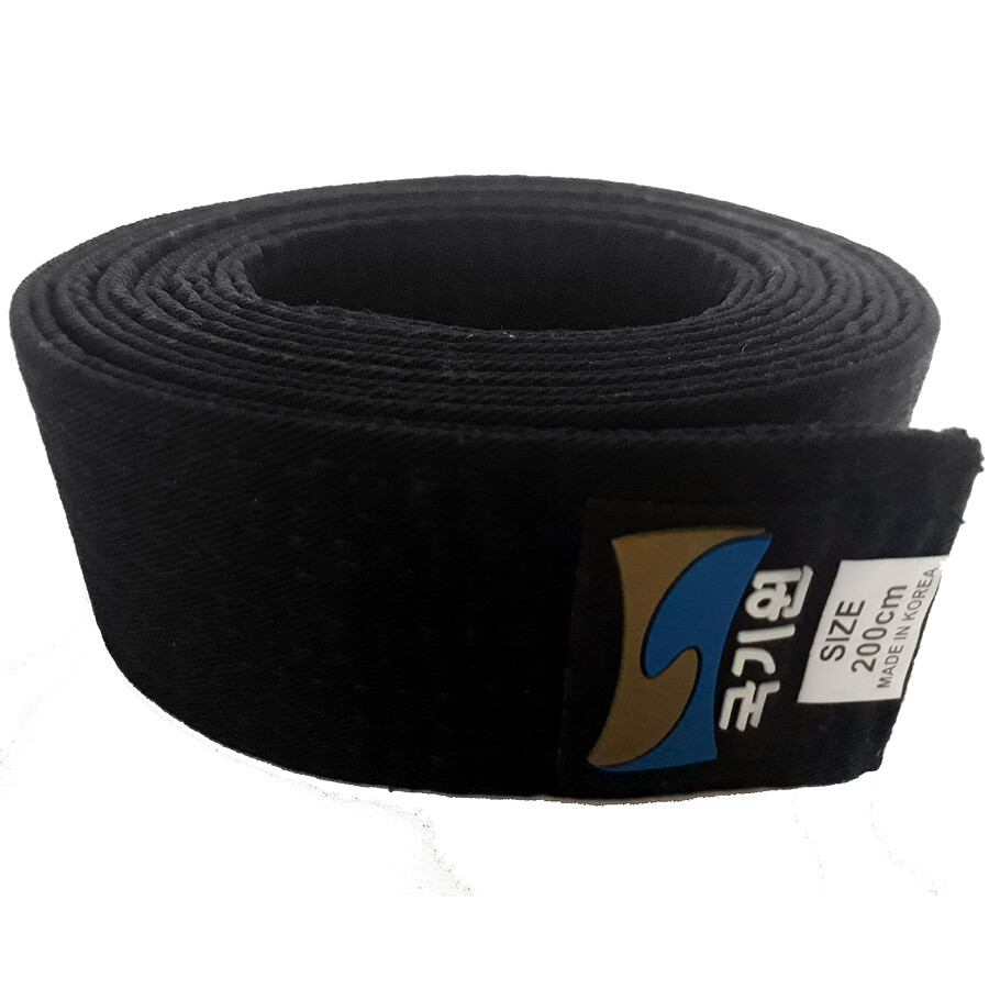 Kukkiwon Official Single Wrap Black Belt Sashes Martial Arts Taekwondo Karate
