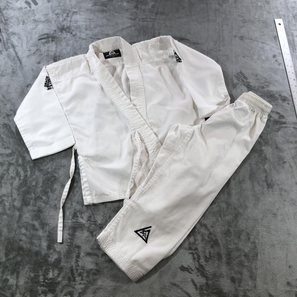 Gracie Jiu-Jitsu Official Kids Gi Set 00 White Jacket Pants BJJ Youth Gi Uniform