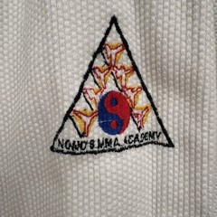 Adult Mens A1 White Jiu Jitsu GI, Top & Bottom #2 Nono’s Academy With White Belt