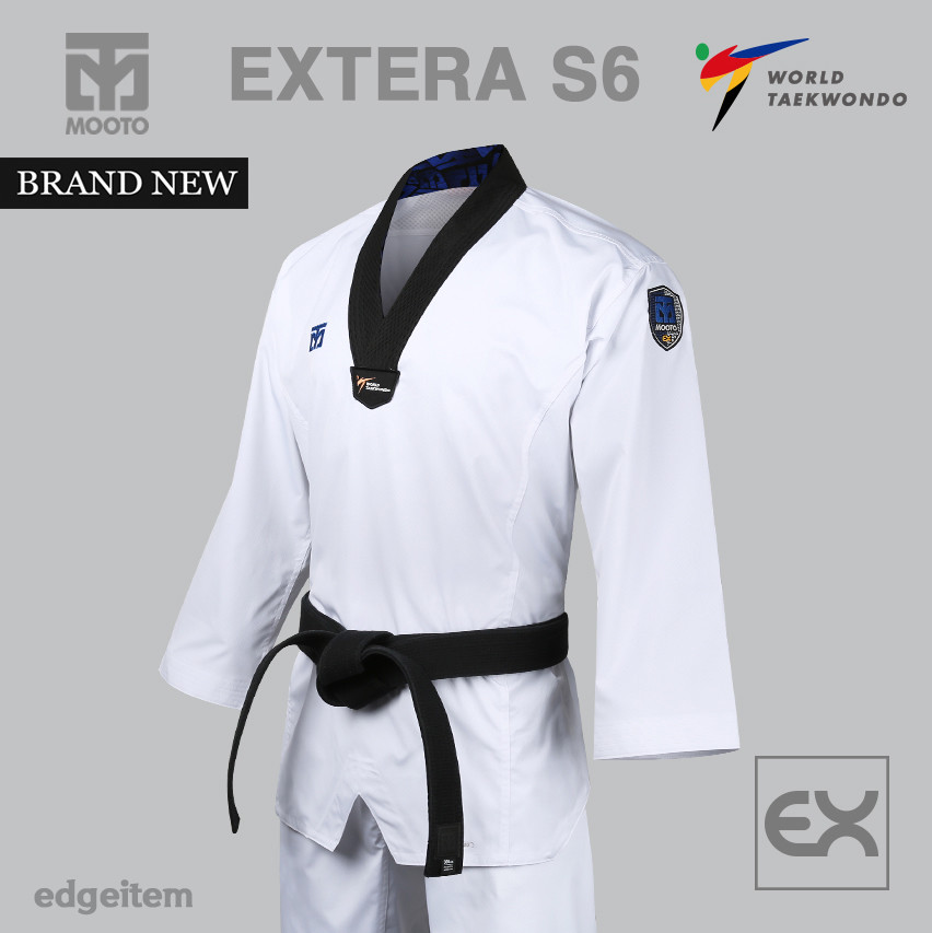 MOOTO EXTERA S6 Uniform (Black V NECK) WT Lightweight TKD Kyorugi Fighter Dobok