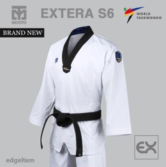 MOOTO EXTERA S6 Uniform (Black V NECK) WT Lightweight TKD Kyorugi Fighter Dobok