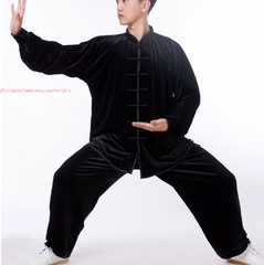 Fall Winter Unisex Tai chi Uniforms Korean velvet Kung fu Martial arts Suit Warm