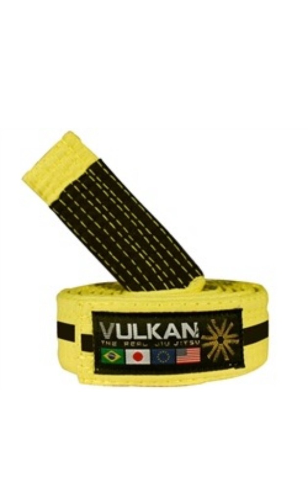 VULKAN KIDS JIU-JITSU YELLOW BELT W/ BLACK STRIPE SIZE M2 NEW MADE IN BRAZIL🇧🇷
