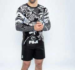 Fuji Rashguard Long Sleeve LS Musashi Rash Guard MMA BJJ Jiu Jitsu Black White