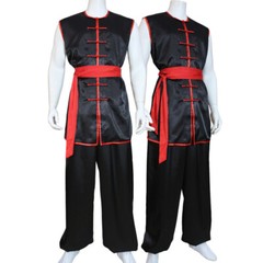 Sleeveless Martial Arts Kungfu Uniform Taichi Wing Chun Shaolin Monk Suit Black