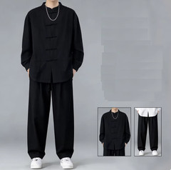 Summer Men’s Tang Suit Traditional Kung Fu Tai Chi Shirt and Pants Uniform Sets
