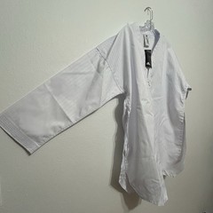NWT Adidas White Striped World Taekwondo Martial Arts Uniform Coat Mens Size 200