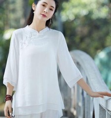New Women Tai Chi Top+pant Martial Arts Kung Fu Yoga Uniform Cotton Linen Sports