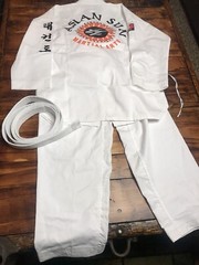 AAMA White Karate Gi 🥋 SiZe 3 Pants And Belt Taekwondo ASIAN SUN LOGO