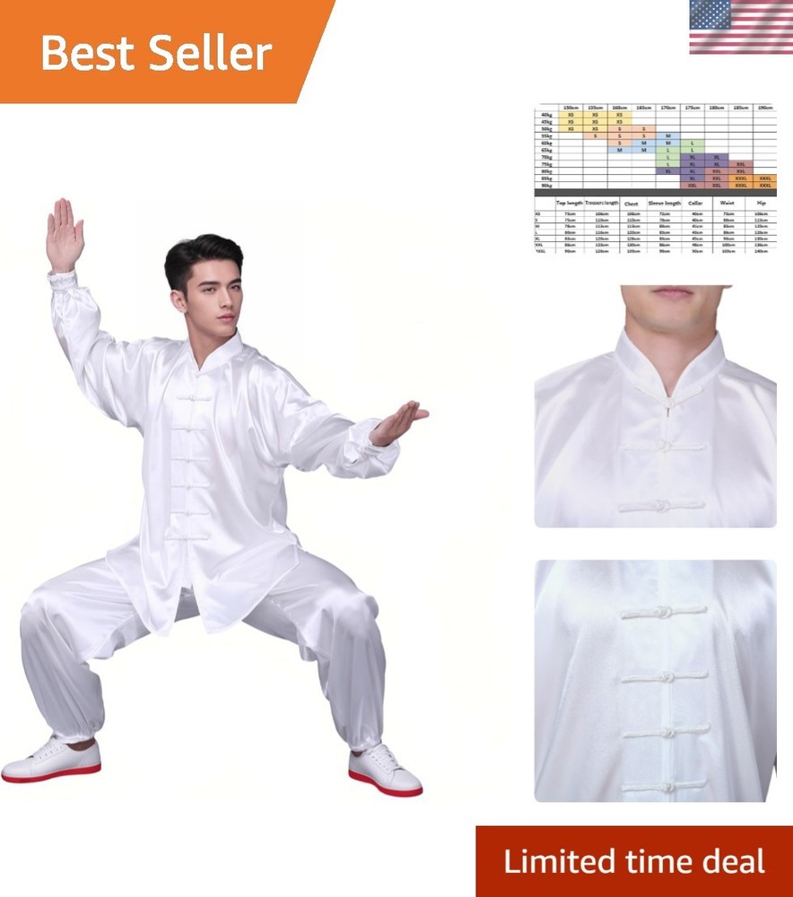 Luxurious Unisex Long Sleeve Tai Chi Uniform Set in Korean Silk – Size XX-Large