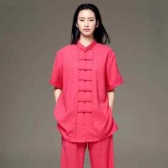 Short Sleeve Kung Fu Shirts Vintage Sport Tops Martial Arts Tai chi Uniform