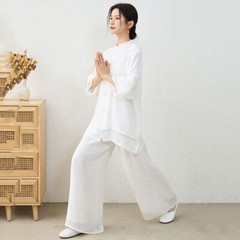 Yoga Suit Cotton and Linen Zen Suit Stand-up Collar Medium-sleeved Top
