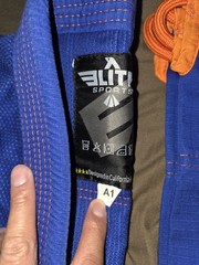 Elite Sports BJJ Brazilian Jiu Jitsu Gi Blue/Orange Size A1