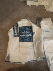 Albino & Preto A&P A0 BJJ Jiu-Jitsu Gi Uniform Set White/Blue Trim