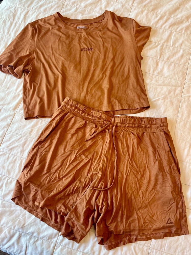 Gracie Barra BJJ Women’s Training Set Crop Tee & Shorts Burnt Orange Large