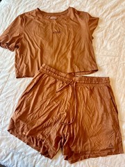 Gracie Barra BJJ Women’s Training Set Crop Tee & Shorts Burnt Orange Large