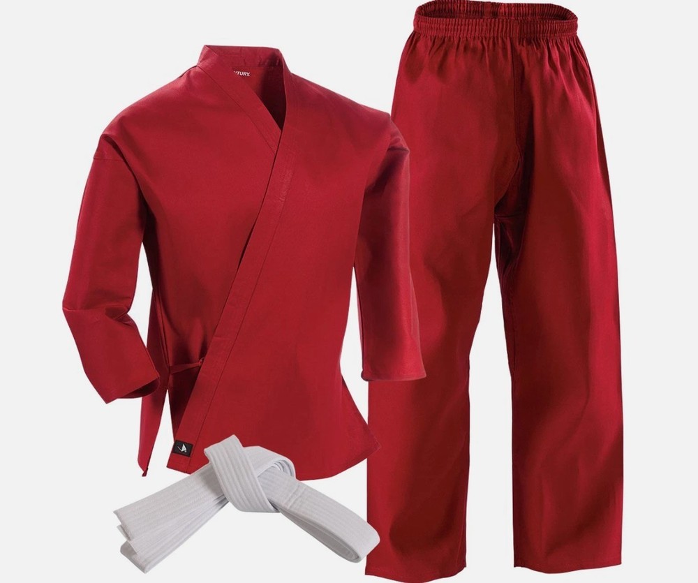Century 6 oz. Lightweight Student Karate Uniform with Elastic Pants – Red Size 3