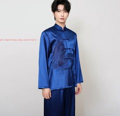 Tang Suit Men Hanfu Chinese Traditional Kung Fu Tai Chi Uniform Shirt and Pants