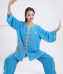 Women’s Cotton Linen Flower Tai Chi Uniform Suit Martial Arts Wing Chun Clothing