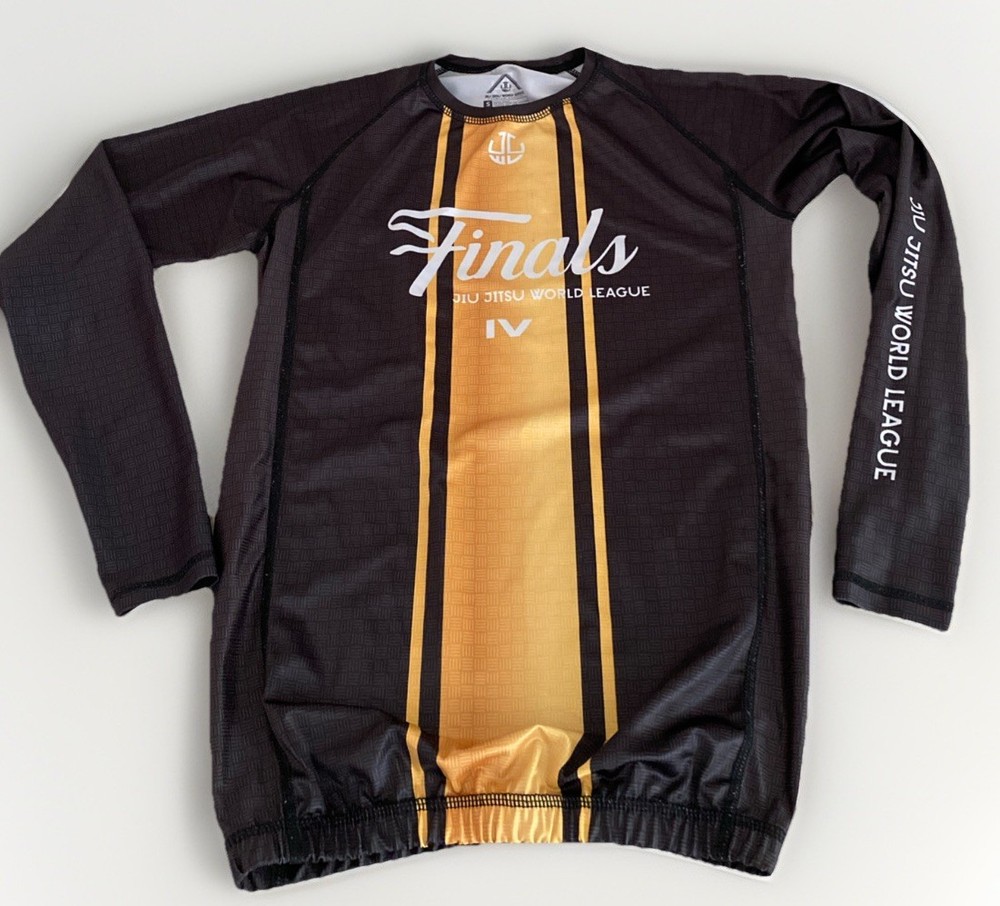 Jiu Jitsu World League Finals Rash Guard Shirt Long Sleeve Black Gold Small