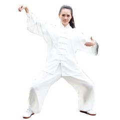 Itopfox Unisex Cotton Blend Kung Fu Tai Chi Uniform Martial Arts Wear White XXL