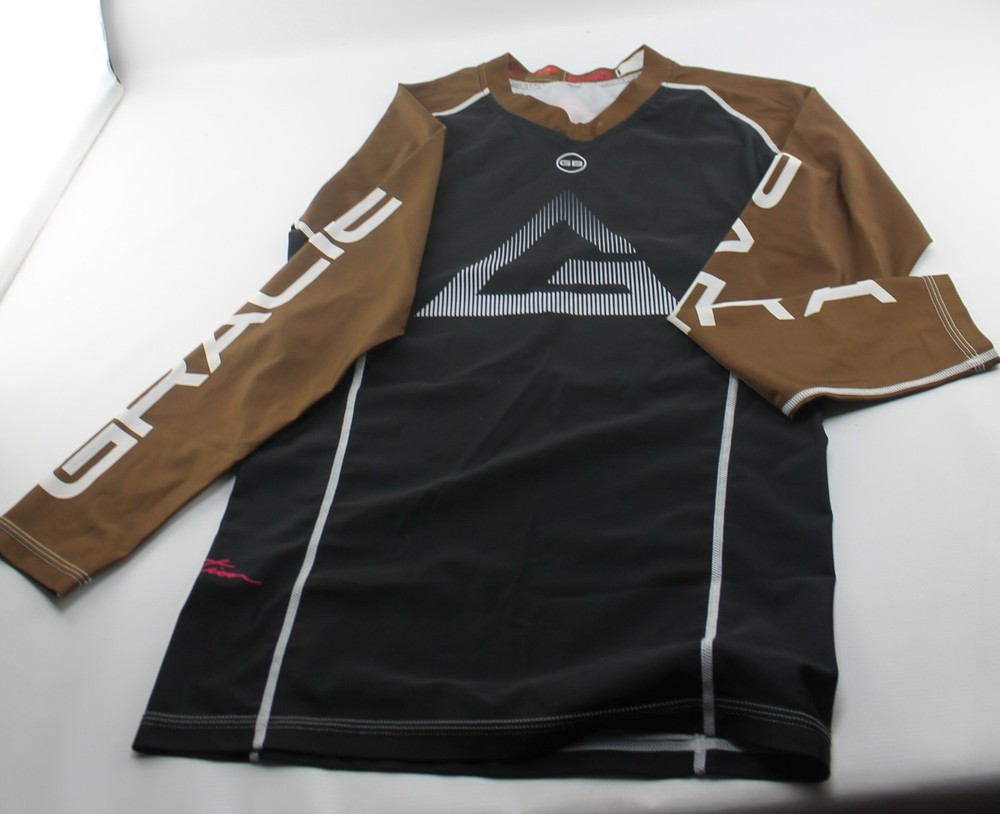 Gracie Barra Brow Rash guard Jiu-JItsu Medium Long Sleeve Shirt