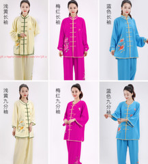 Women’s Cotton Linen Flower Tai Chi Uniform Suit Martial Arts Wing Chun Clothing