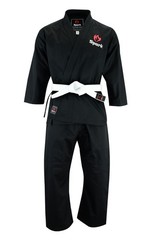 Karate Uniform Gi Set Adult Kids White Black Martial Arts Suit + Belt Uk Seller