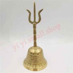 7.48″ Taoist Articles Trigeminal Bronze Bells Sanqing Taoist Ritual Bronze Bells