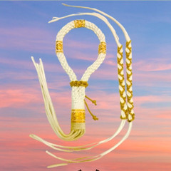 Mongkol Prajiat Set Muay Thai Traditional Thai Boxing Color White and Gold Handm