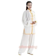 One Suit Unisex Cotton Silk Dragon Embroidery Long Sleeves Tai Chi Uniform Suit