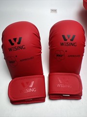 WESING Karate shin and Instep Guard Karate Gloves Approved by WKF red Size Small
