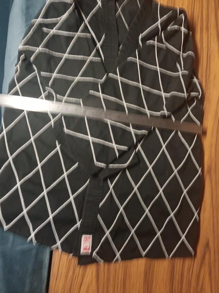 Hapkido Uniform Medium Weight, Diamond Stitch Black White