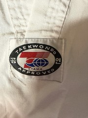 Size 2 Martial Arts WYCO Taekwondo EDU White Outfit Uniform Top & Pants Nice ✅