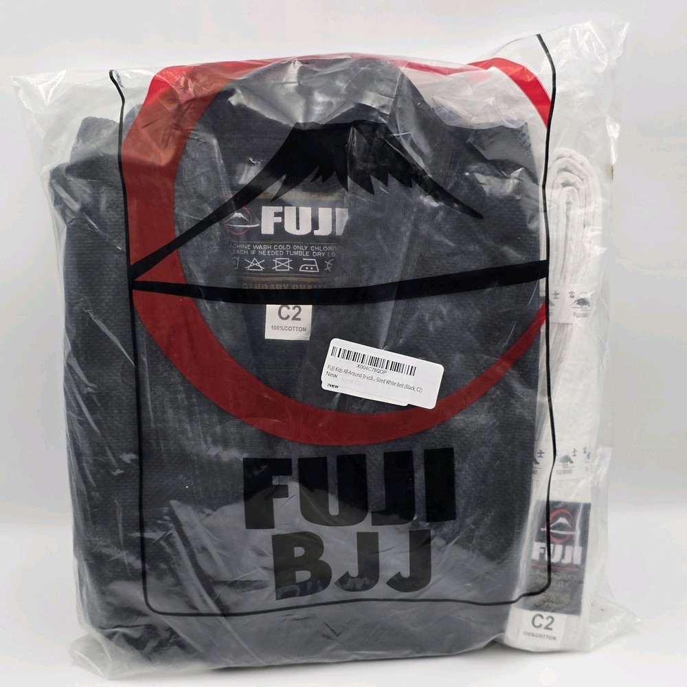 FUJI Kids All-Around Brazilian Style Jiu Jitsu Uniform w/C0-Sized White Belt C2
