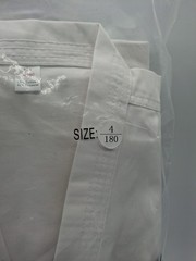 Taekwondo Gi / Uniform White Fabric w/ White Belt Size 4 180cm Brand New
