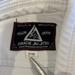 Gracie Jiu-Jitsu Official Gi 6/190 White Jacket 100% Cotton