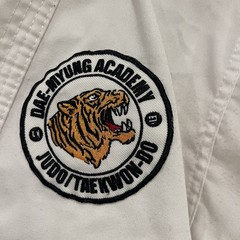VINTAGE Tiger Claw Taekwondo Dobok Top Martial Arts White V-Neck Streetwear Judo