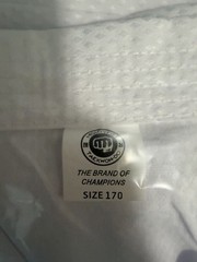 ITF Taekwondo GI Top Bottom Pants Adult, Size 170 Black Belt White Uniform