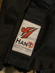 HAN KARATE MARTIAL ARTS UNIFORM KYUKI-DO BLACK GI JACKET LEADERSHIP TEAM SIZE 4