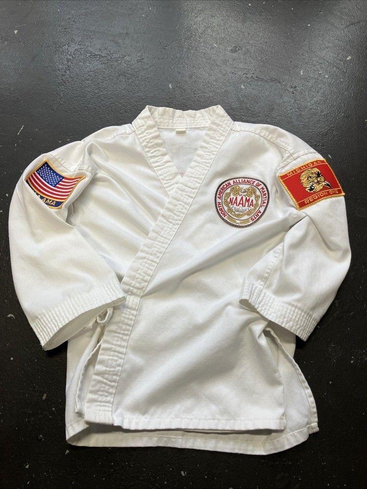 NAAMA Michigan Karate Dragon Karategi Gi Patch Top Shirt Uniform White Size 1