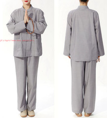 Women Men’s Shaolin Buddhist Monk Meditation Kung Fu Uniform Tai Chi cotton Suit