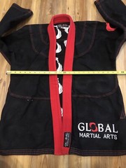 Global Martial Top And Pants Combo Mens Size A1 Black Jiu Jitsu Embroidery Adult