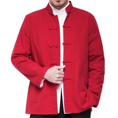 Mens Traditional Chinese Tang Suit Coat Kung Fu Wingchun Uniform Sportswear Tops