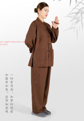 Unisex Shaolin Buddhist Monk Meditation Kung Fu Uniform Cotton Buckle Suit Sets